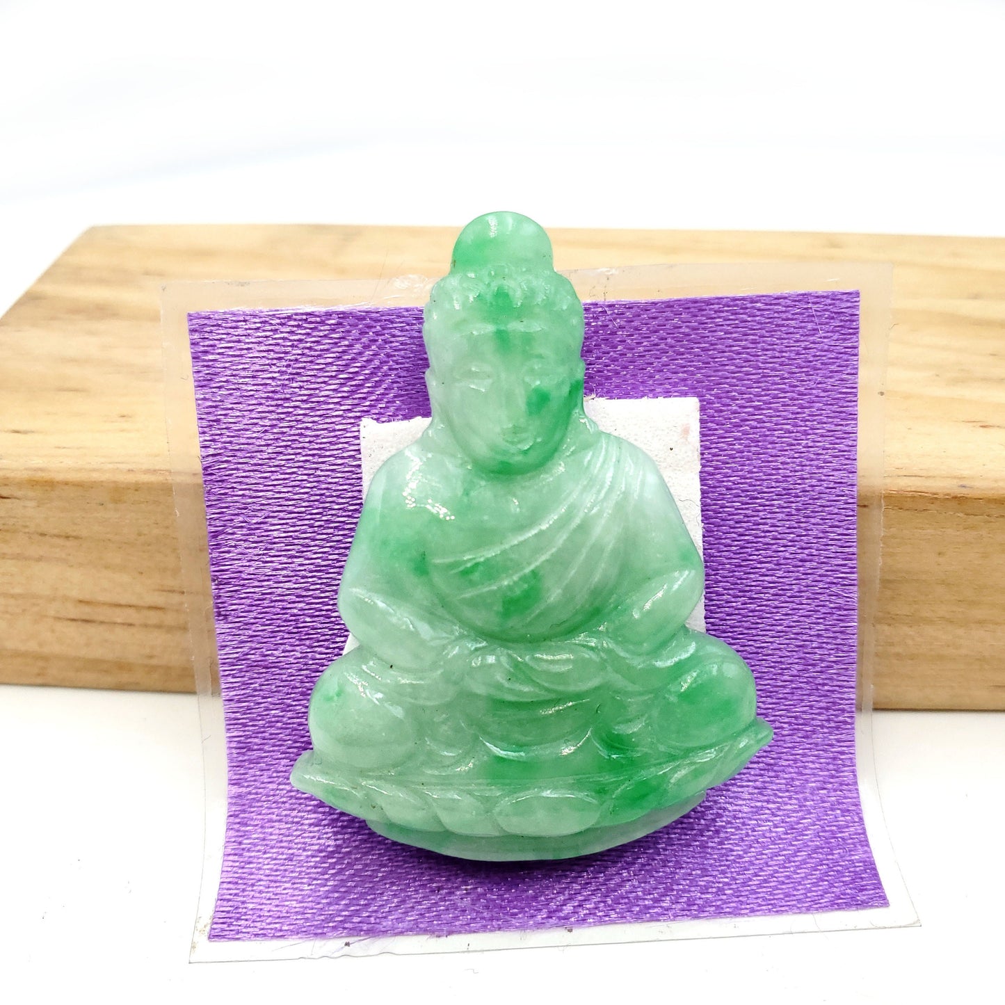 Yingmart Light Green Natural Jade Stone Carved Statue of gautama Buddha Jadeite, Protection, Good Luck