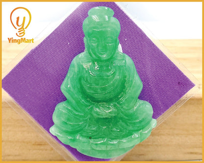 Yingmart Light Green Natural Jade Stone Carved Statue of gautama Buddha Jadeite, Protection, Good Luck