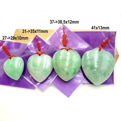 Yingmart Green natural jade charm Caved Heart, necklace, Earrings, Pendant, Chain bracelet bead decoration, Lucky pendant