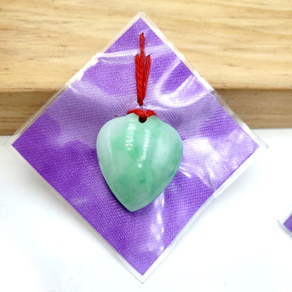 Yingmart Green natural jade charm Caved Heart, necklace, Earrings, Pendant, Chain bracelet bead decoration, Lucky pendant