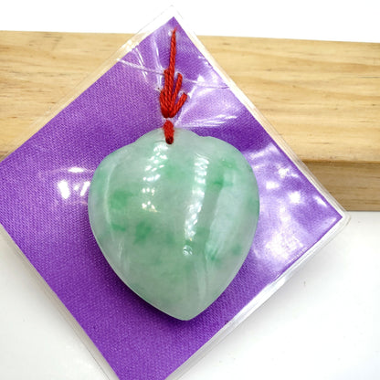 Yingmart Green natural jade charm Caved Heart, necklace, Earrings, Pendant, Chain bracelet bead decoration, Lucky pendant