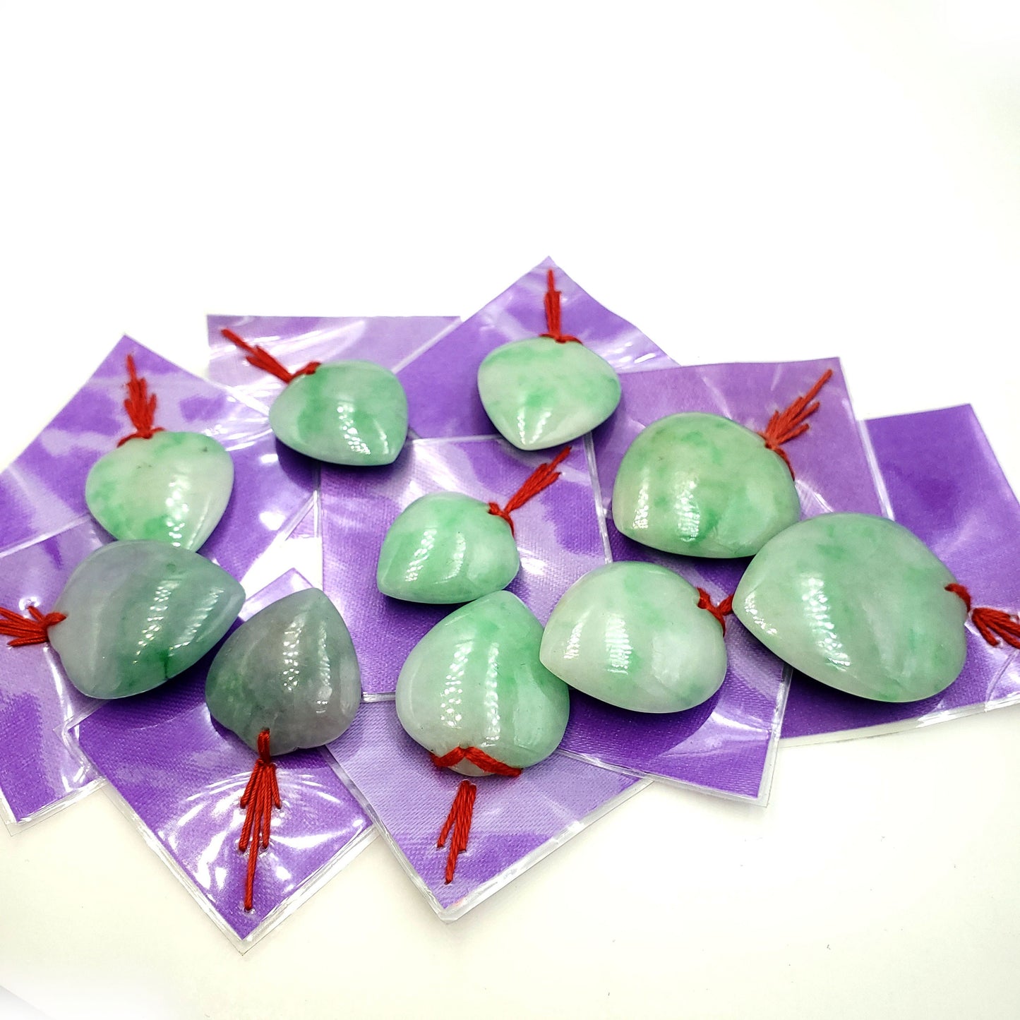 Yingmart Green natural jade charm Caved Heart, necklace, Earrings, Pendant, Chain bracelet bead decoration, Lucky pendant