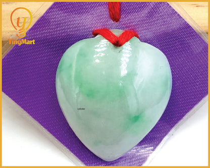 Yingmart Green natural jade charm Caved Heart, necklace, Earrings, Pendant, Chain bracelet bead decoration, Lucky pendant