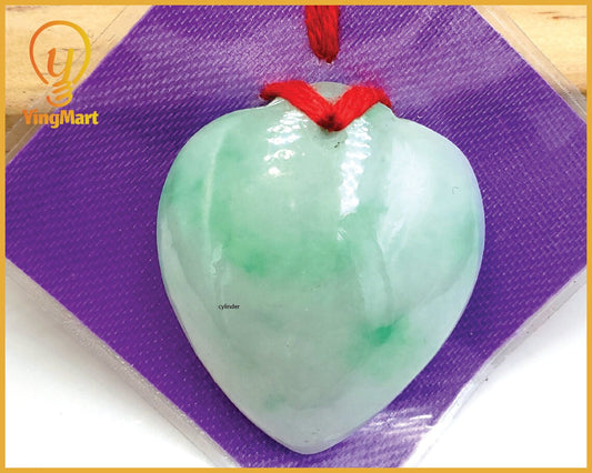 Yingmart Green natural jade charm Caved Heart, necklace, Earrings, Pendant, Chain bracelet bead decoration, Lucky pendant