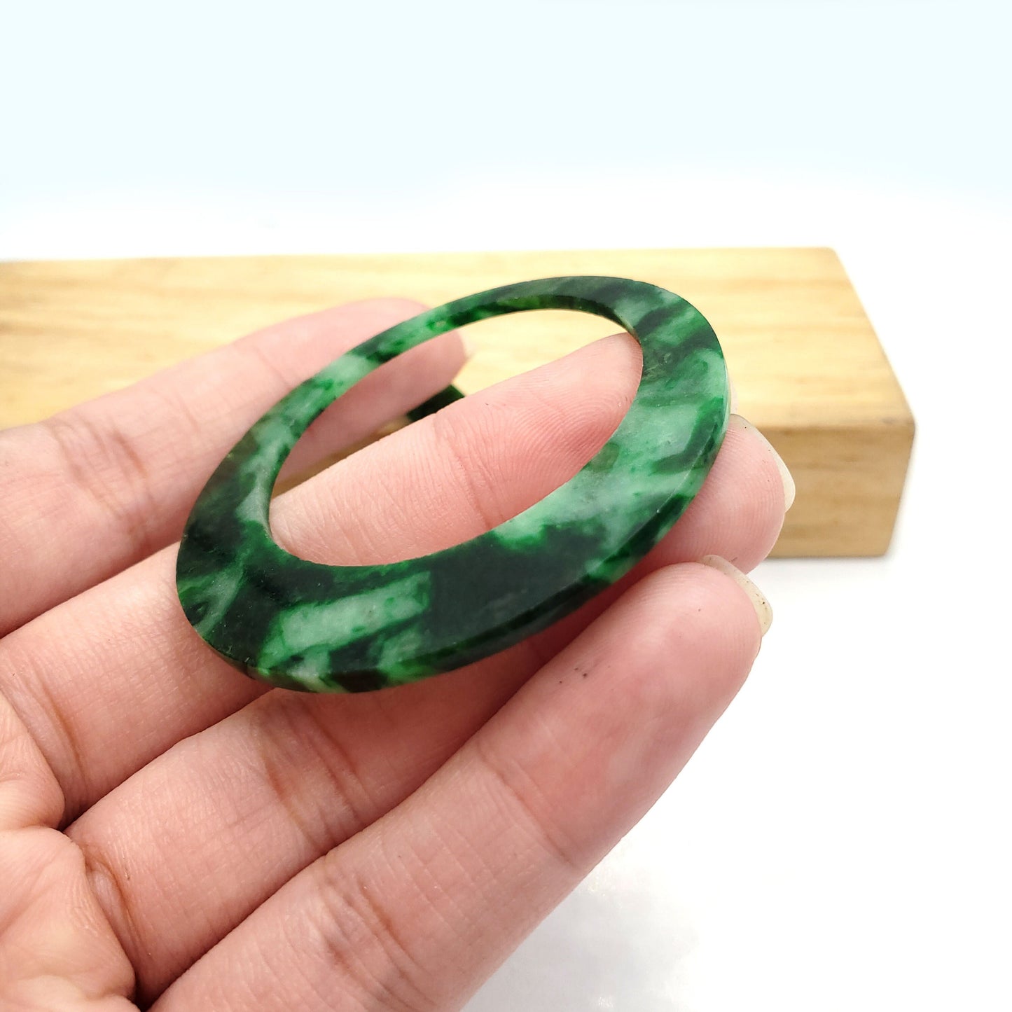Yingmart Pairs of Green natural jade charm Caved Circle, necklace, Earrings, Pendant, decoration, Lucky pendant