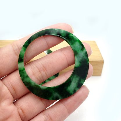 Yingmart Pairs of Green natural jade charm Caved Circle, necklace, Earrings, Pendant, decoration, Lucky pendant
