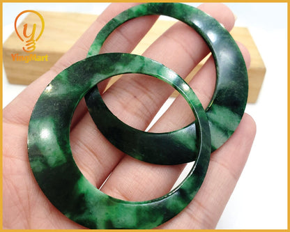 Yingmart Pairs of Green natural jade charm Caved Circle, necklace, Earrings, Pendant, decoration, Lucky pendant