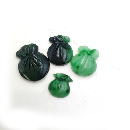 Yingmart Green natural jade charm Caved Bag, necklace, Chain bracelet bead decoration, Lucky pendant