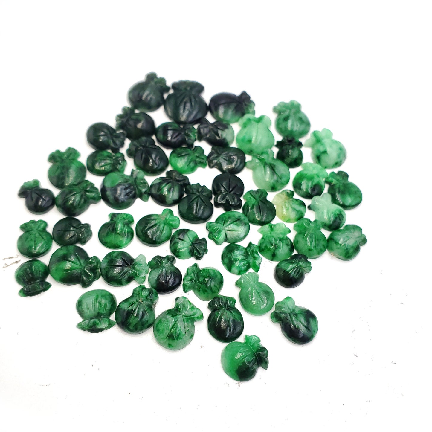 Yingmart Green natural jade charm Caved Bag, necklace, Earrings, Pendant, Chain bracelet bead decoration, Lucky pendant