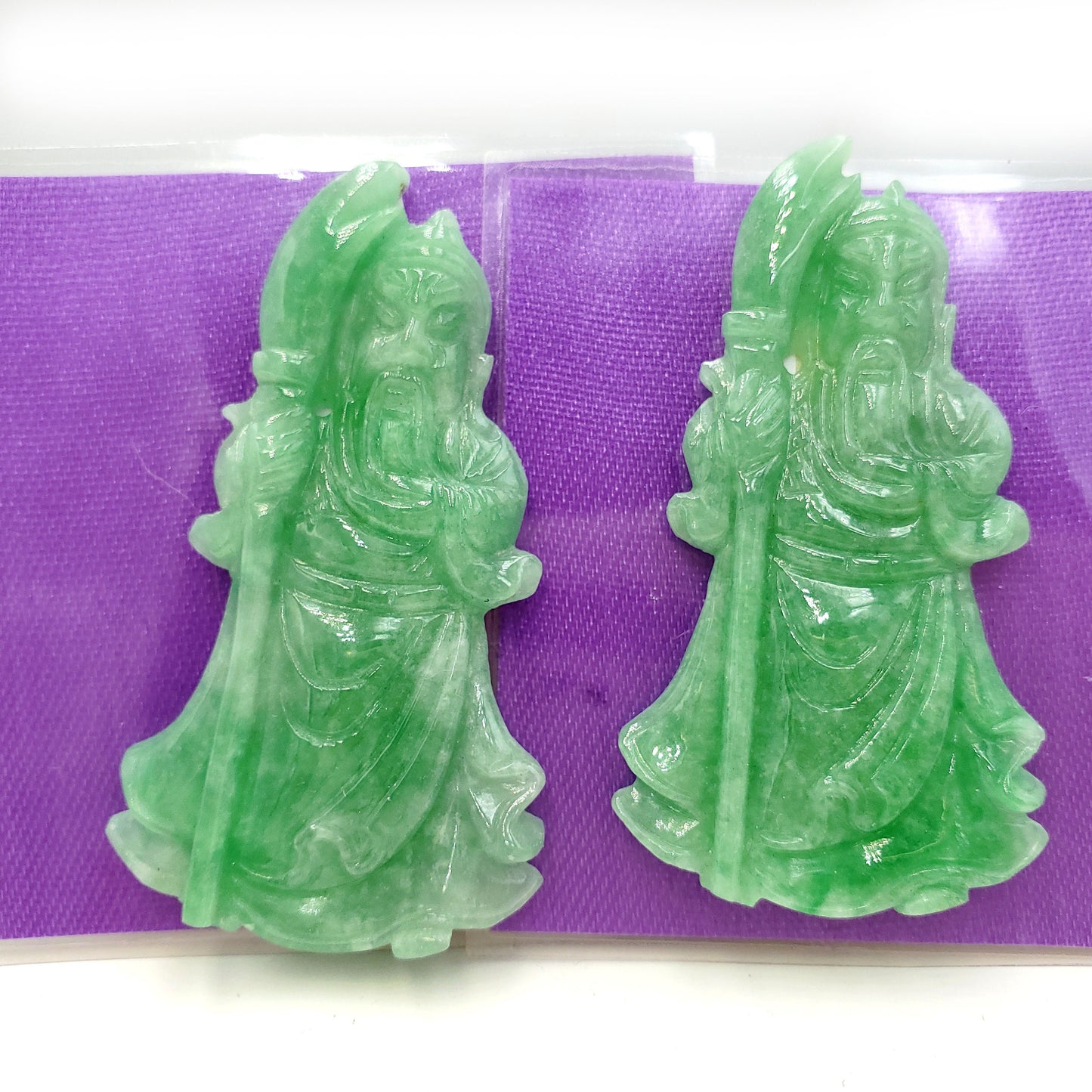 Yingmart Green Natural Jade Stone Carved Statue of generals Jadeite, Protection, Good Luck