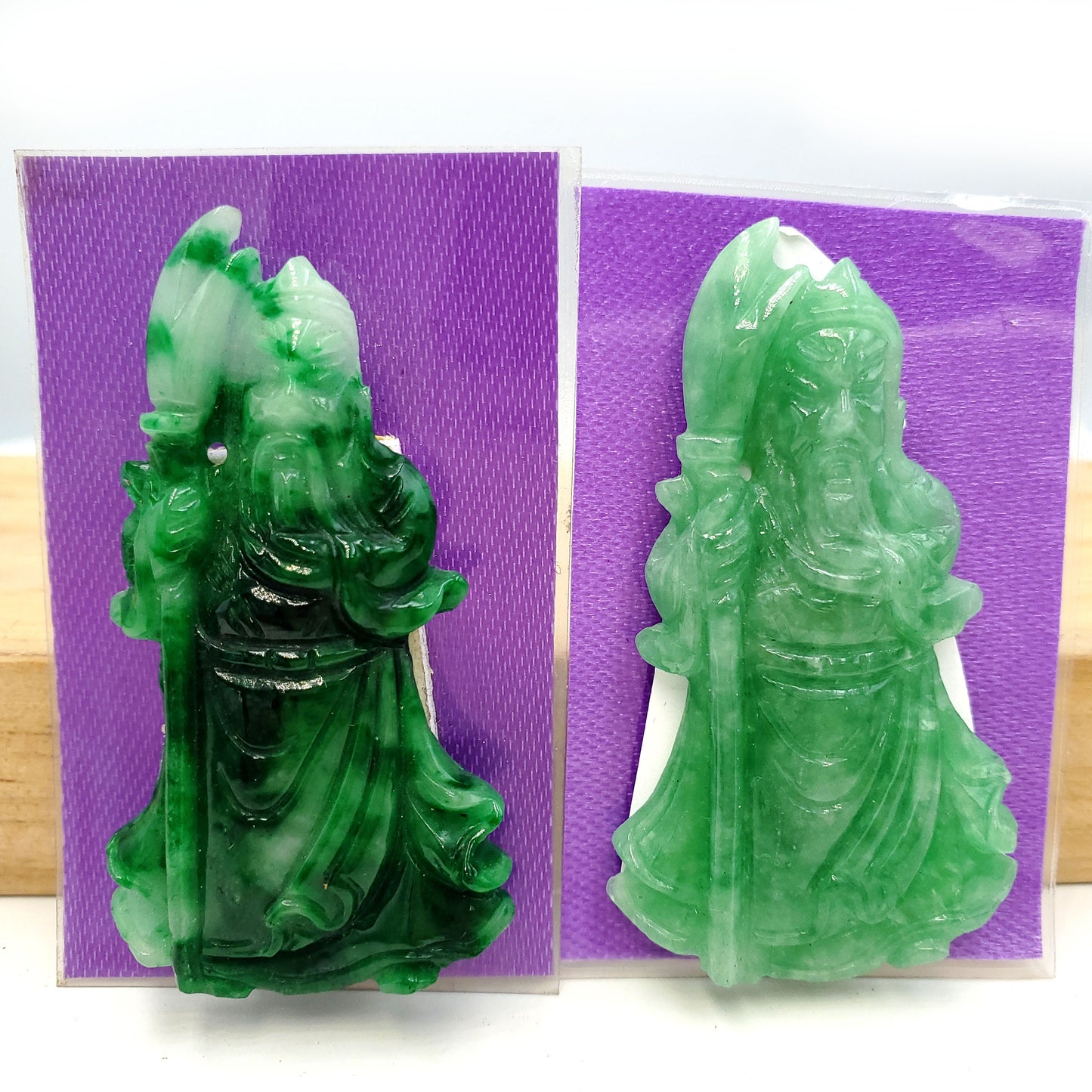 Yingmart Green Natural Jade Stone Carved Statue of generals Jadeite, Protection, Good Luck