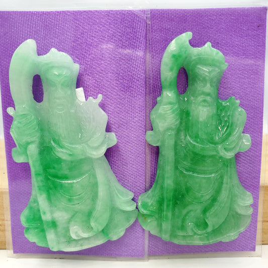Yingmart Green Natural Jade Stone Carved Statue of generals Jadeite, Protection, Good Luck