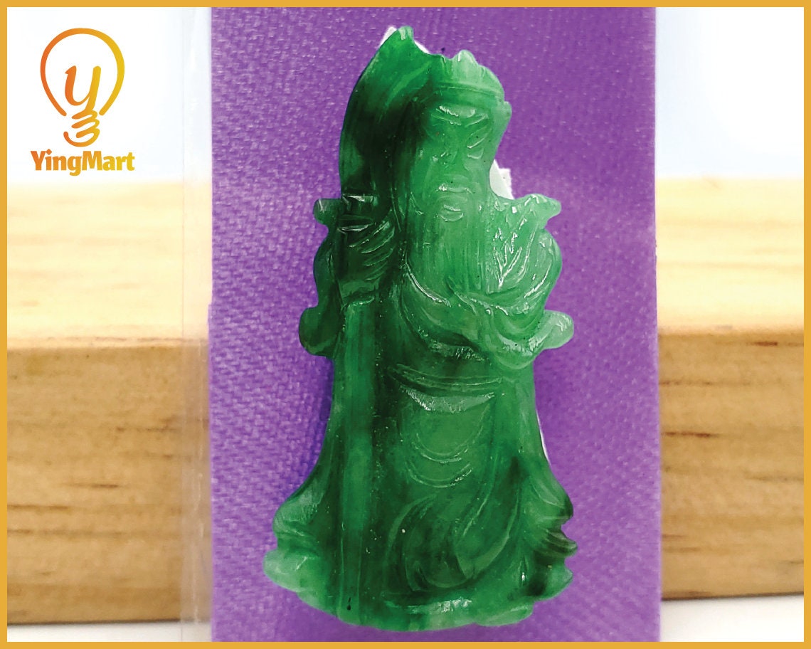 Yingmart PJG30 Green Natural Jade Stone Carved Statue of generals Jadeite, Protection, Good Luck