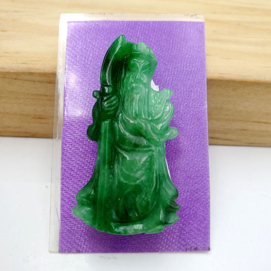 Yingmart PJG30 Green Natural Jade Stone Carved Statue of generals Jadeite, Protection, Good Luck