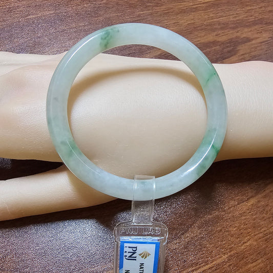 Yingmart 54mm PNJ 221600 Certified Natural Color Green Natural Jadeite Jade Bangle Bracelet, Real Gemstone, Vintage Jewelry, Gift for her