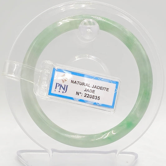 Yingmart 54mm PNJ 220830 Certified Natural Color Green Natural Jadeite Jade Bangle Bracelet, Real Gemstone, Vintage Jewelry, Gift for her