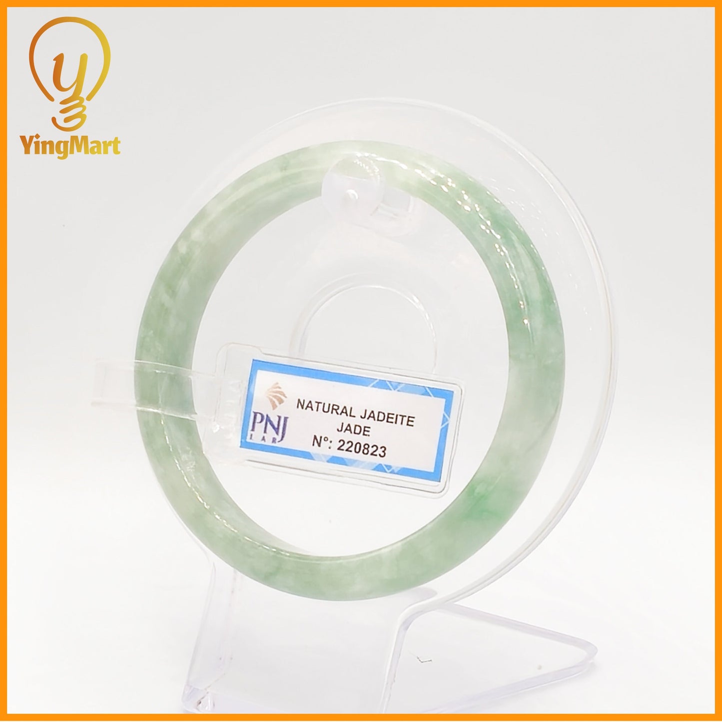 YingCollection 57mm PNJ Certified Natural Color Green With Black Brown Spot Jadeite Jade Bangle Bracelet, Real Gemstone, Jewelry