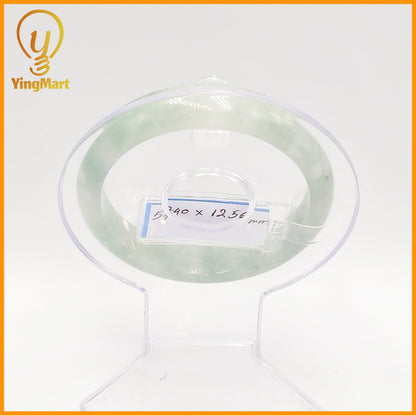 YingCollection 57mm PNJ Certified Natural Color Green With Black Brown Spot Jadeite Jade Bangle Bracelet, Real Gemstone, Jewelry