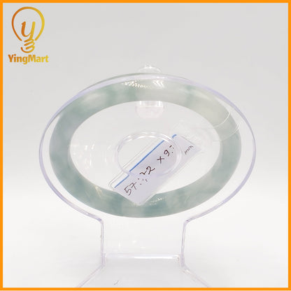 YingCollection 57mm PNJ Certified Natural Color Green With Black Brown Spot Jadeite Jade Bangle Bracelet, Real Gemstone, Jewelry