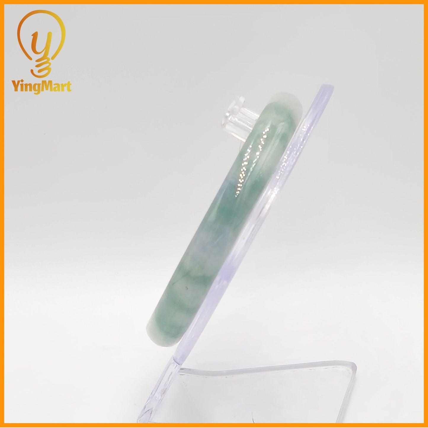 YingCollection 57mm PNJ Certified Natural Color Green With Black Brown Spot Jadeite Jade Bangle Bracelet, Real Gemstone, Jewelry