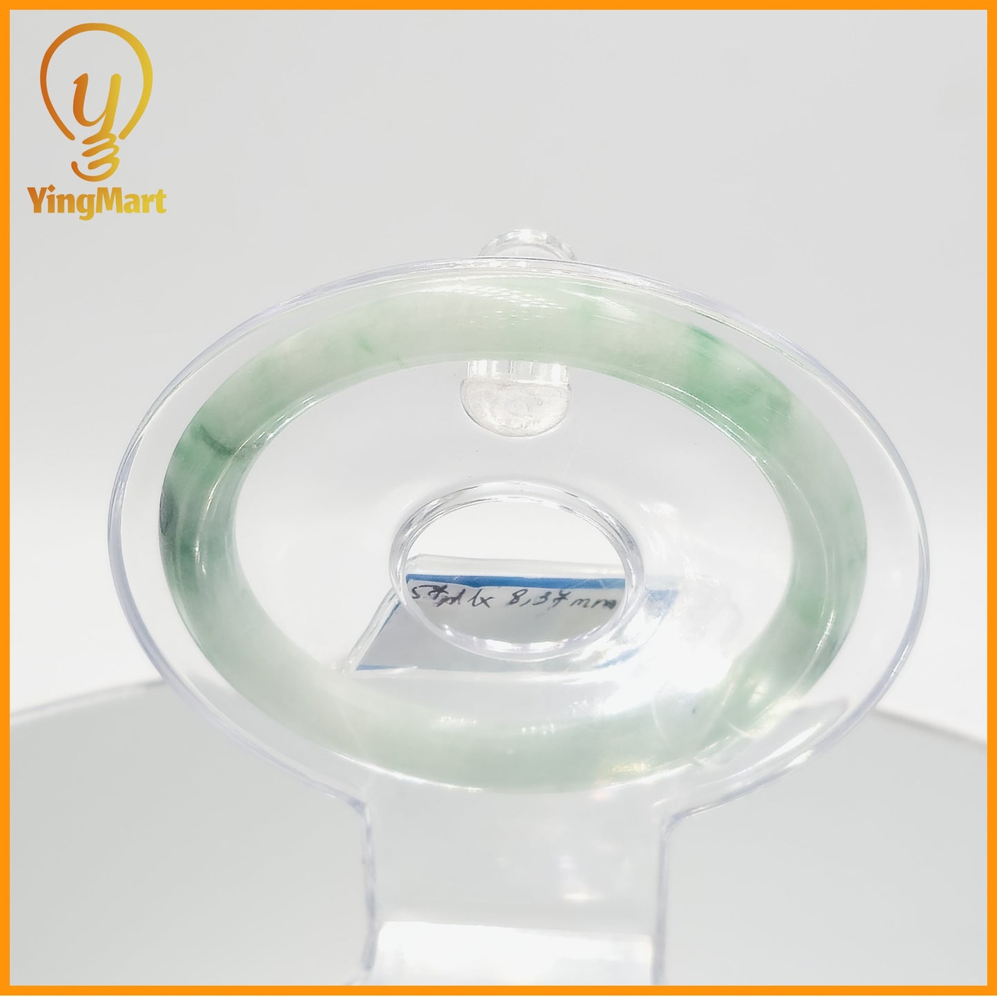 YingCollection 57mm PNJ Certified Natural Color Green With Black Brown Spot Jadeite Jade Bangle Bracelet, Real Gemstone, Jewelry