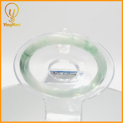 YingCollection 57mm PNJ Certified Natural Color Green With Black Brown Spot Jadeite Jade Bangle Bracelet, Real Gemstone, Jewelry