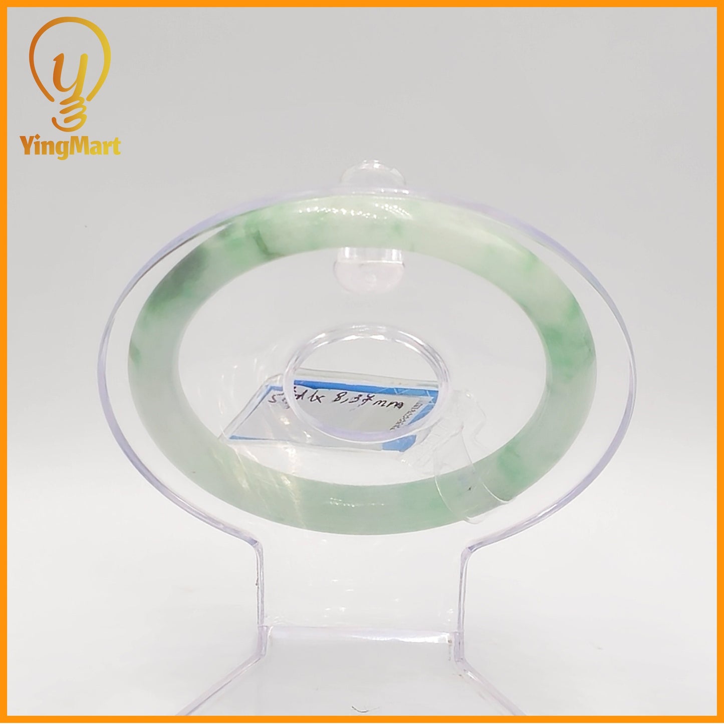 YingCollection 57mm PNJ Certified Natural Color Green With Black Brown Spot Jadeite Jade Bangle Bracelet, Real Gemstone, Jewelry