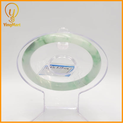 YingCollection 57mm PNJ Certified Natural Color Green With Black Brown Spot Jadeite Jade Bangle Bracelet, Real Gemstone, Jewelry