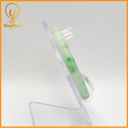 YingCollection 57mm PNJ Certified Natural Color Green With Black Brown Spot Jadeite Jade Bangle Bracelet, Real Gemstone, Jewelry