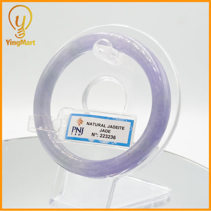 Jade Bangle 57mm PNJ223236 Certified | Natural Color White, Light Purple Jade Bracelet for Men,Women,Grandmother,Sister