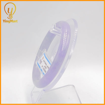 Jade Bangle 57mm PNJ223236 Certified | Natural Color White, Light Purple Jade Bracelet for Men,Women,Grandmother,Sister