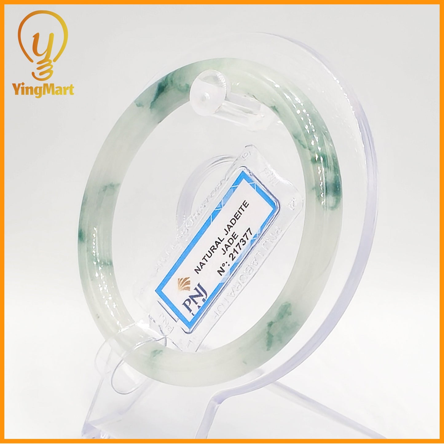 YingCollection 57mm PNJ Certified Natural Color Green With Black Brown Spot Jadeite Jade Bangle Bracelet, Real Gemstone, Jewelry