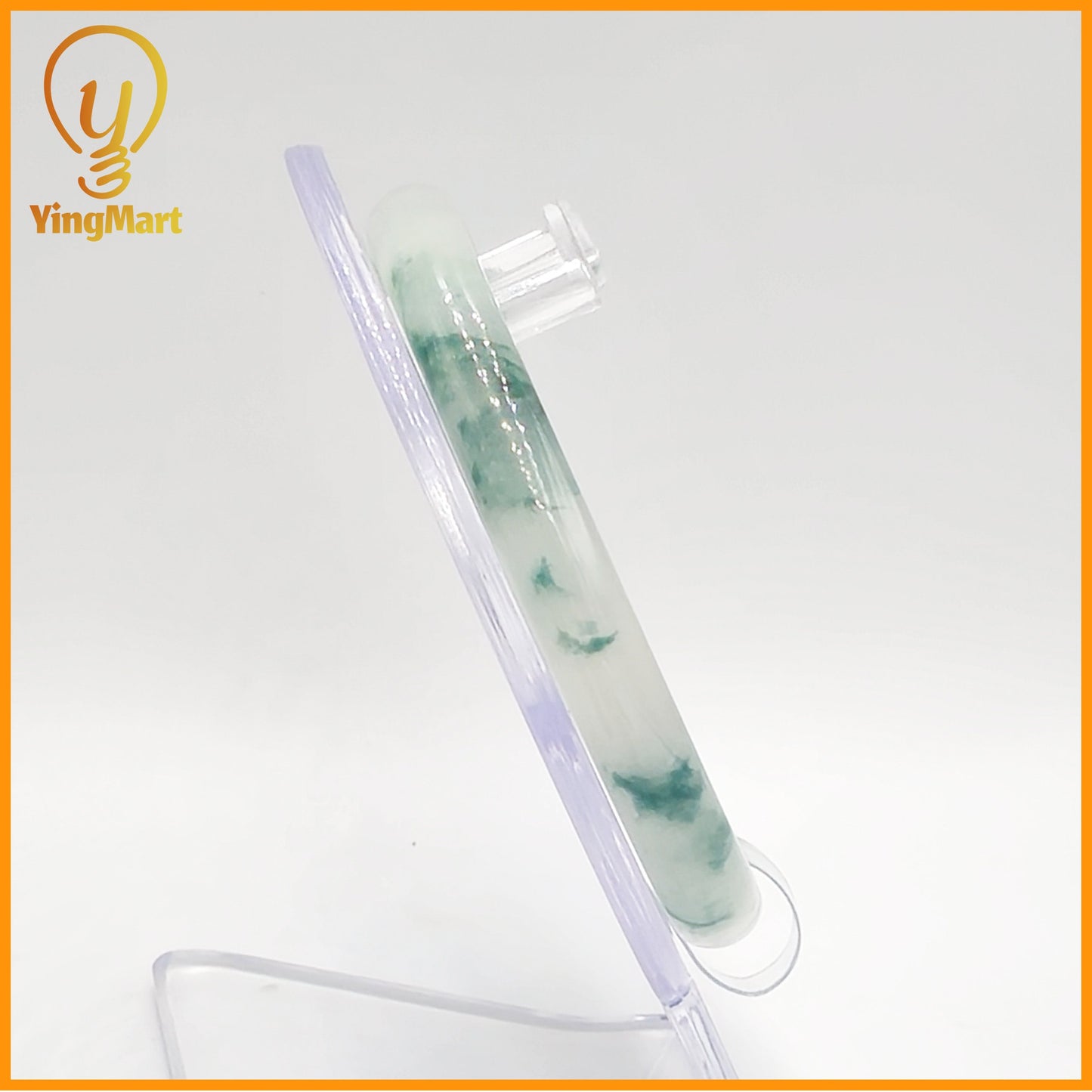 YingCollection 57mm PNJ Certified Natural Color Green With Black Brown Spot Jadeite Jade Bangle Bracelet, Real Gemstone, Jewelry