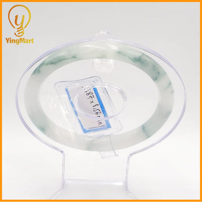 YingCollection 57mm PNJ Certified Natural Color Green With Black Brown Spot Jadeite Jade Bangle Bracelet, Real Gemstone, Jewelry