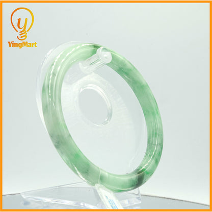 YingCollection 69mm SJC 57635 Certified Natural Color Green With Black Brown Spot Jadeite Jade Bangle Bracelet, Real Gemstone, Jewelry