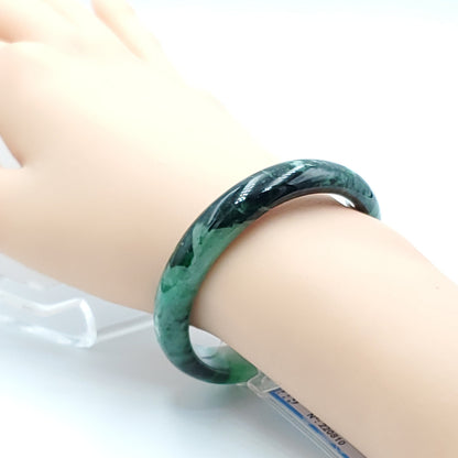 Natural Color Jadeite Jade Bangle 50mm PNJ220810 | Green Black Brown Spot Jade Bracelet for Men, Women, Sister, Grandma – Mothers day gift