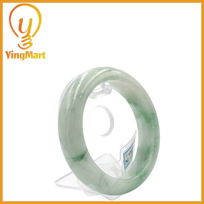 YingCollection 75mm PNJ Certified Natural Color Green With Black Brown Spot Jadeite Jade Bangle Bracelet, Real Gemstone, Jewelry