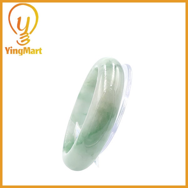 YingCollection 75mm PNJ Certified Natural Color Green With Black Brown Spot Jadeite Jade Bangle Bracelet, Real Gemstone, Jewelry
