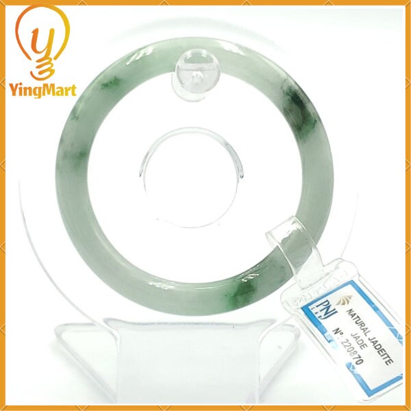 Natural Color Jade Bangle 50mm PNJ220870 Certified Green White To Green, Grey White, Brown Jadeite Jade Bangle Bracelet for Mothers day gift