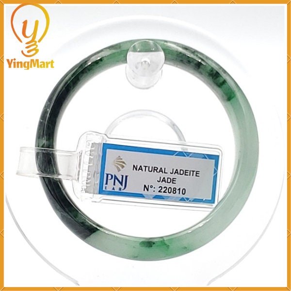 Natural Color Jadeite Jade Bangle 50mm PNJ220810 | Green Black Brown Spot Jade Bracelet for Men, Women, Sister, Grandma – Mothers day gift