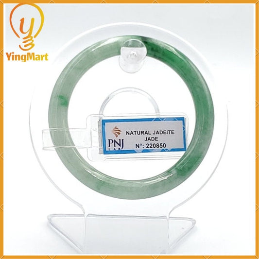 Certified 51mm Natural Color Green Jadeite Bangle PNJ220580 | Black Brown Spot Jade Bracelet for Men, Women, Grandma, Sister – Vintage Gift