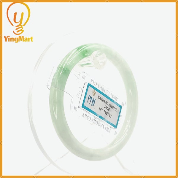 Jadeite Bangle Certified 51mm PNJ189783 | Natural Color Green White to Green Jade Bracelet for Men, Women, Grandma, Sister – Mother's day