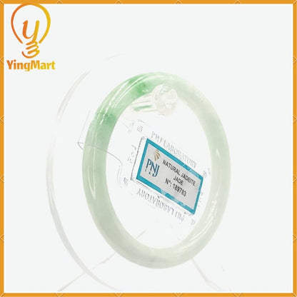 Jadeite Bangle Certified 51mm PNJ189783 | Natural Color Green White to Green Jade Bracelet for Men, Women, Grandma, Sister – Mother's day