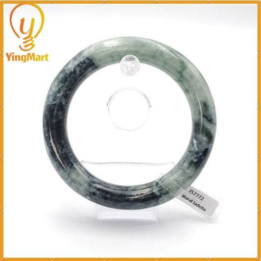 YingCollection 66mm SJC Certified Natural Color With Black Brown Spot Jadeite Jade Bangle Bracelet, Real Gemstone, Jewelry