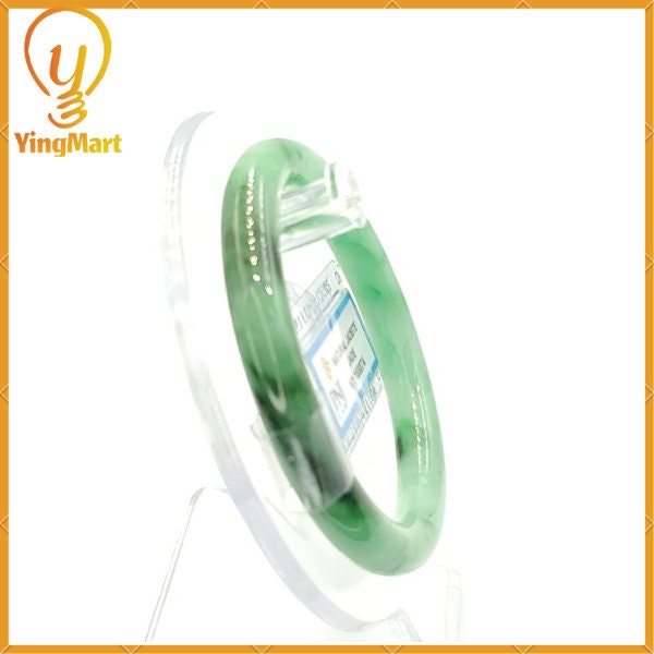 Natural Color Jadeite Jade Bangle 49mm PNJ128722 | Green Black Brown Spot Jade Bracelet for Men, Women,Grandma,Sister | Mothers day gift