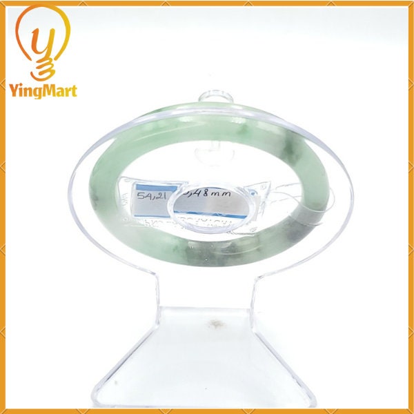 Yingmart 54mm PNJ216969 Certified Natural Color Green With Black Brown Spot Jadeite Jade Bangle Bracelet, Real Gemstone, Jewelry