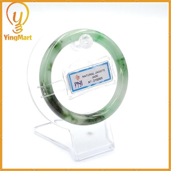 Yingmart 54mm PNJ216969 Certified Natural Color Green With Black Brown Spot Jadeite Jade Bangle Bracelet, Real Gemstone, Jewelry