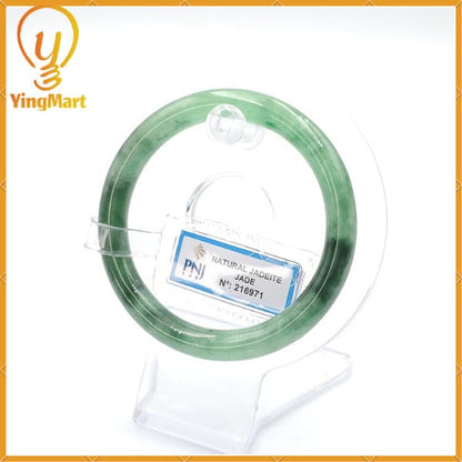Yingmart 54mm PNJ216971 Certified Natural Color Green With Black Brown Spot Jadeite Jade Bangle Bracelet, Real Gemstone, Jewelry