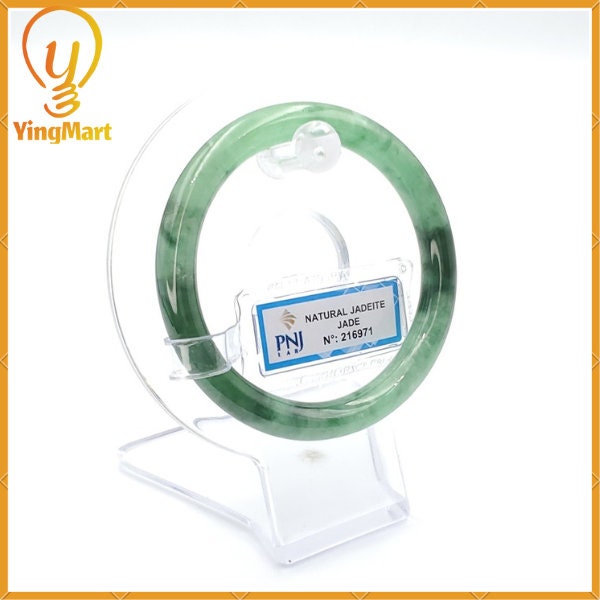 Yingmart 54mm PNJ216971 Certified Natural Color Green With Black Brown Spot Jadeite Jade Bangle Bracelet, Real Gemstone, Jewelry