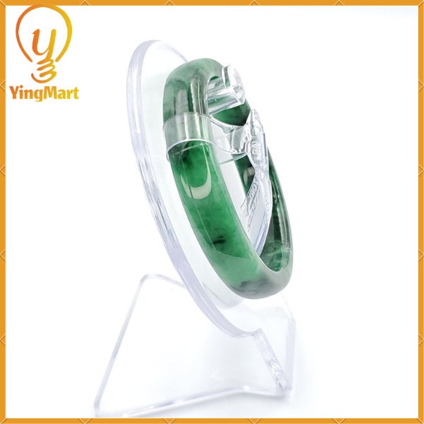 Yingmart 52mm PNJ217389 Certified Natural Color Green With Black Brown Spot Jadeite Jade Bangle Bracelet, Real Gemstone, Jewelry